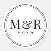 Eenvoudig minimaal zwart script bruiloft gunst Sti Ronde Sticker (Voorkant)