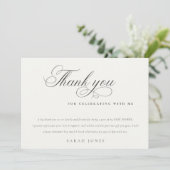 Eenvoudig minimaal zwart Script wit Baby shower Bedankkaart (Staand voorkant)