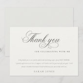 Eenvoudig minimaal zwart Script wit Baby shower Bedankkaart (Voorkant / Achterkant)