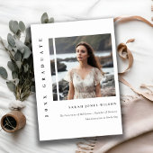 Eenvoudig minimaal zwart-wit foto-Afstuderen Aankondiging