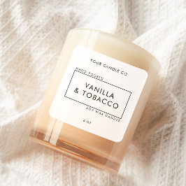 Eenvoudig minimaal zwart-wit kaarsenetiket vierkante sticker