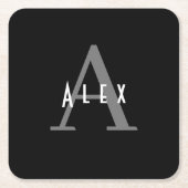 Eenvoudig Minimaal Zwart-Wit Monogram Initiaal Kartonnen Onderzetters (Voorkant)