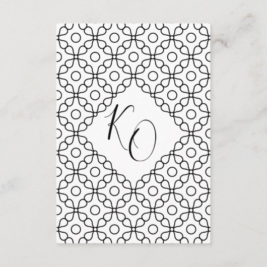 Eenvoudig minimaal zwart-witcalligrafisch huwelijk informatiekaartje (Achterkant)