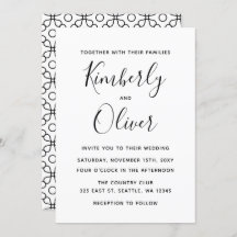 Eenvoudig minimaal zwart-witcalligrafisch huwelijk