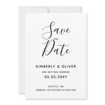 Eenvoudig minimaal zwart-witcalligrafisch huwelijk