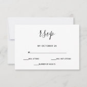 Eenvoudig minimaal zwart-witcalligrafisch huwelijk RSVP kaartje (Voorkant)