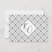Eenvoudig minimaal zwart-witcalligrafisch huwelijk RSVP kaartje (Achterkant)
