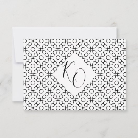 Eenvoudig minimaal zwart-witcalligrafisch huwelijk RSVP kaartje (Achterkant)