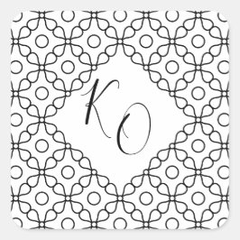 Eenvoudig minimaal zwart-witcalligrafisch huwelijk vierkante sticker