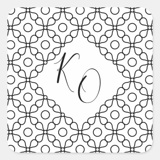 Eenvoudig minimaal zwart-witcalligrafisch huwelijk vierkante sticker (Voorkant)