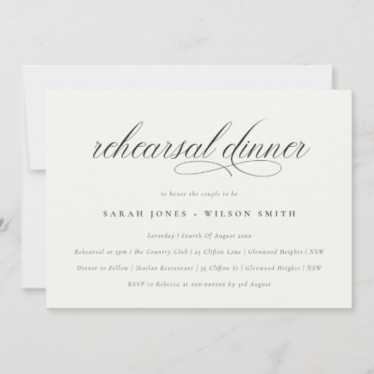 Eenvoudig Minimaal Zwart-witrepetitief in script Kaart (Voorkant)