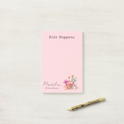Eenvoudig Minimal Basic Roze Breien Post-it® Notes (Op bureau)