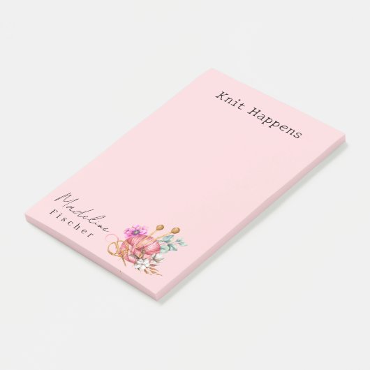 Eenvoudig Minimal Basic Roze Breien Post-it® Notes (Schuin)