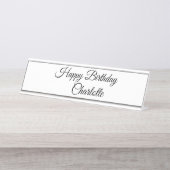 EENVOUDIG MINIMAL.CUTIE ADD NAME BABY happy birthd Bureau Naambordje (Voorkant)