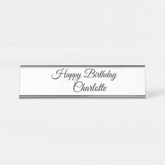 EENVOUDIG MINIMAL.CUTIE ADD NAME BABY happy birthd Bureau Naambordje (Voorkant)