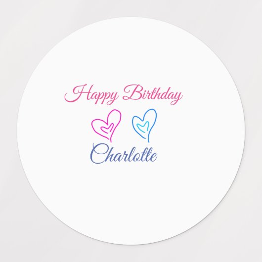 EENVOUDIG MINIMAL.CUTIE ADD NAME BABY happy birthd Labels (Design 1)
