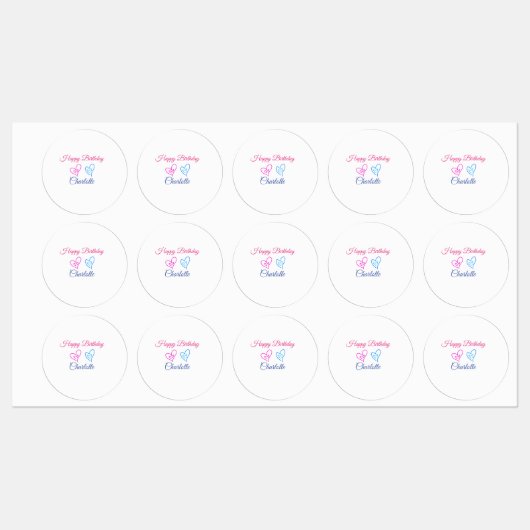 EENVOUDIG MINIMAL.CUTIE ADD NAME BABY happy birthd Labels (Vel)