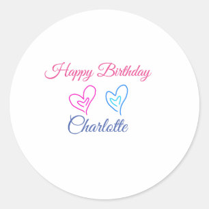 EENVOUDIG MINIMAL.CUTIE ADD NAME BABY happy birthd Ronde Sticker