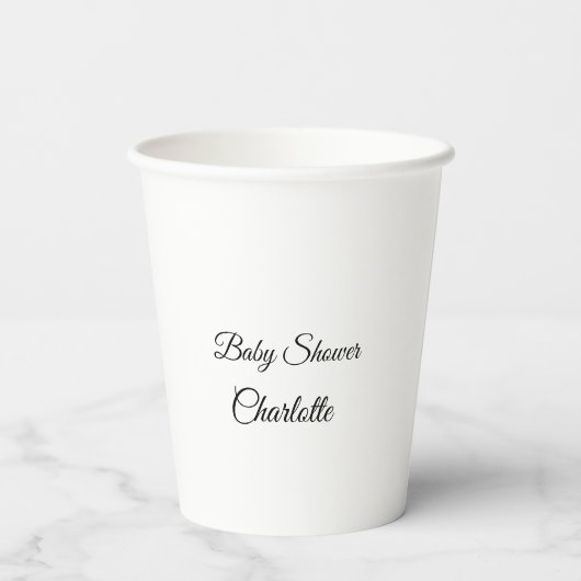 EENVOUDIG MINIMAL.CUTIE VOEGT HET baby shower VAN Papieren Bekers (Achterkant)