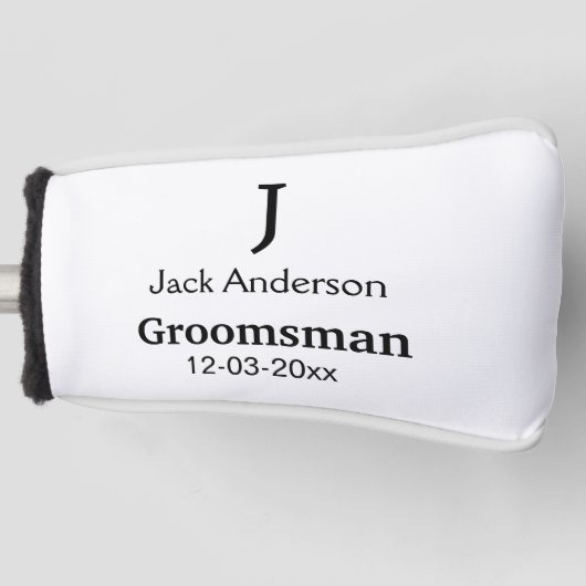 EENVOUDIG MINIMAL jouw naam aangepaste Groomsman t Golfheadcover (Voorkant)