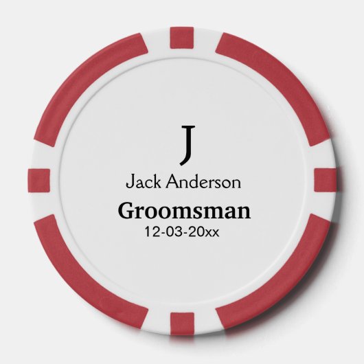 EENVOUDIG MINIMAL jouw naam aangepaste Groomsman t Poker Chips (Voorkant)