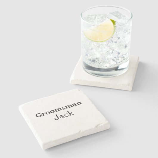 EENVOUDIG MINIMAL jouw naam aangepaste Groomsman t Stenen Onderzetter (Zijkant)
