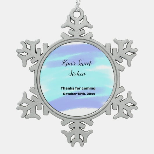 EENVOUDIG MINIMAL, liefje zestien elegante moderne Tin Sneeuwvlok Ornament (Voorkant)