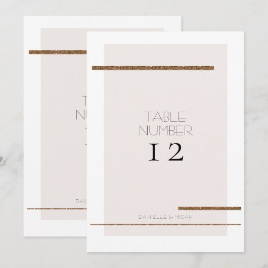 Eenvoudig Minimal Modern Blush Gold Tafelnummer (Voorkant / Achterkant)