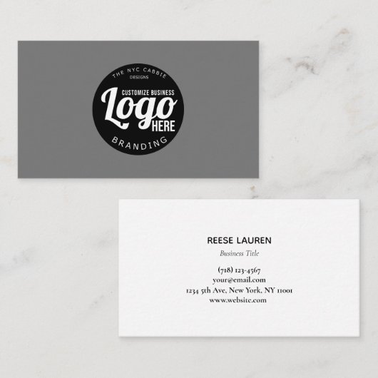 Eenvoudig Minimal Modern Grey Uw Logo hier Visitekaartje (Voorkant / Achterkant)