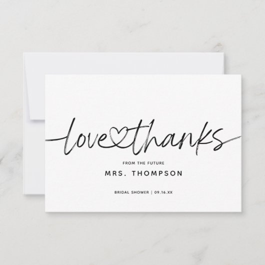 Eenvoudig Minimal Modern Schrift Bruiloft Feest Bedankkaart (Voorkant)