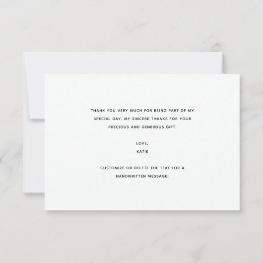 Eenvoudig Minimal Modern Schrift Bruiloft Feest Bedankkaart (Achterkant)