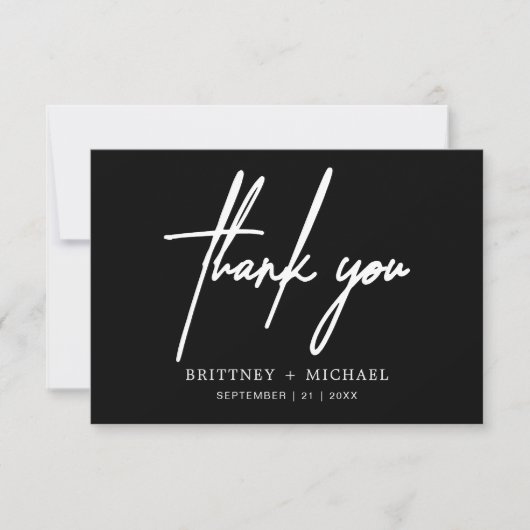 Eenvoudig Minimal Modern Script Zwart Bedankkaart (Voorkant)
