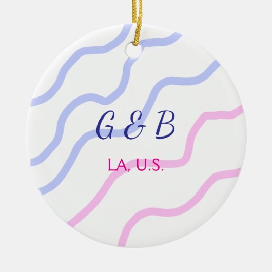 EENVOUDIG MINIMAL voeg je koppel naam tekst toe Keramisch Ornament (Voorkant)