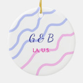 EENVOUDIG MINIMAL voeg je koppel naam tekst toe Keramisch Ornament (Achterkant)