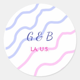 EENVOUDIG MINIMAL voeg je koppel naam tekst toe Ronde Sticker