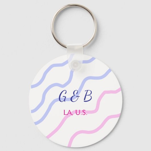 EENVOUDIG MINIMAL voeg je koppel naam tekst toe Sleutelhanger (Voorkant)