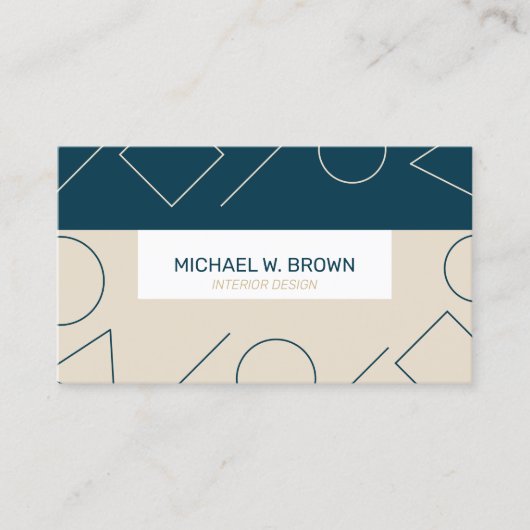 Eenvoudig minimale Aqua Beige Geometric Visitekaartje (Voorkant)