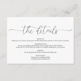 Eenvoudig Minimale details over het script bruilof Informatiekaartje