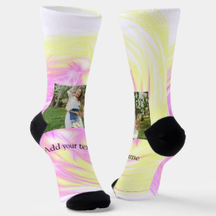 Eenvoudig minimale gele roze vonk voeg fotoglitter sokken