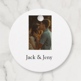 Eenvoudig minimale kleurrijke add name-fototekstka bedankjes labels