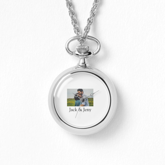 Eenvoudig minimale kleurrijke add name-fototekstka horloge (Voorkant)