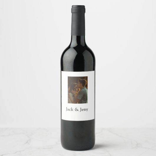 Eenvoudig minimale kleurrijke add name-fototekstka wijn etiket (Voorkant)