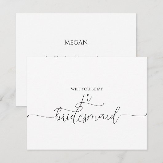 Eenvoudig Minimale Manuscript Junior Bridesmaid Vo (Voorkant / Achterkant)