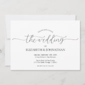 Eenvoudig Minimale Manuscript Zwarte & Witte Wedde Kaart (Voorkant)