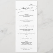 Eenvoudig Minimale Manuscript Zwarte & Witte Wedde Menu (Voorkant)