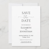 Eenvoudig Minimale Manuscript Zwarte & Witte Wedde Save The Date (Voorkant)