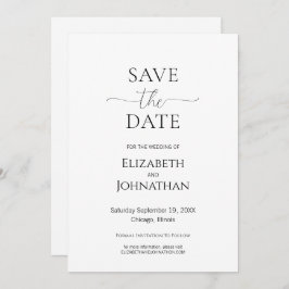 Eenvoudig Minimale Manuscript Zwarte & Witte Wedde Save The Date