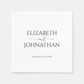 Eenvoudig Minimale Manuscript Zwarte & Witte Wedde Servet (Voorkant)