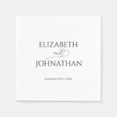 Eenvoudig Minimale Manuscript Zwarte & Witte Wedde Servet (Voorkant)