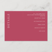 Eenvoudig Minimale Moderne Magenta Wedding Informatiekaartje (Voorkant)